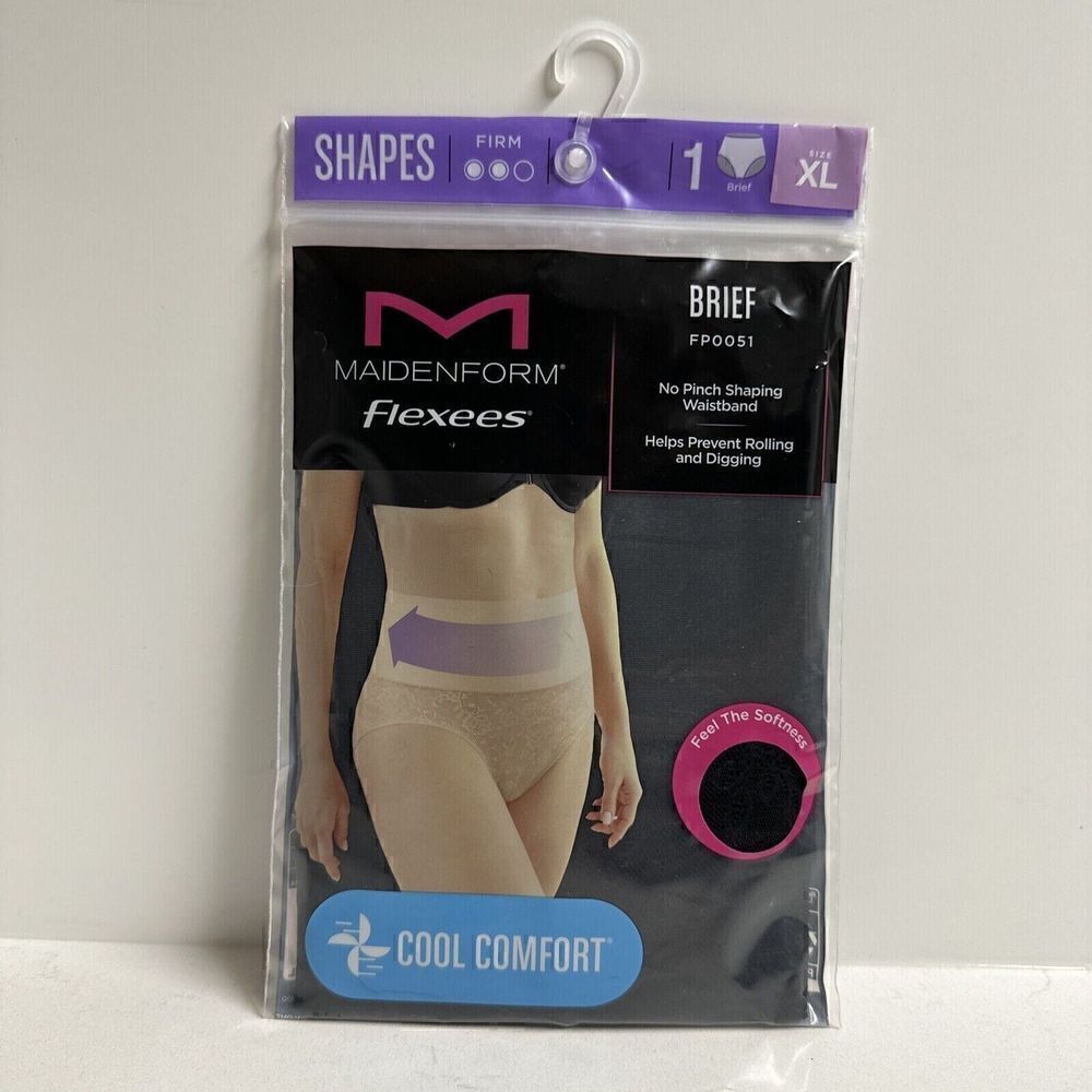 Maidenform Flexees Black Firm Shaping Brief FP0051 No Pinch Waistband Women’s XL